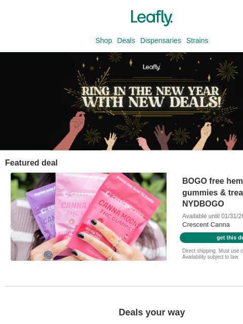 leafly newsletter: New year, new weed deals 🍃