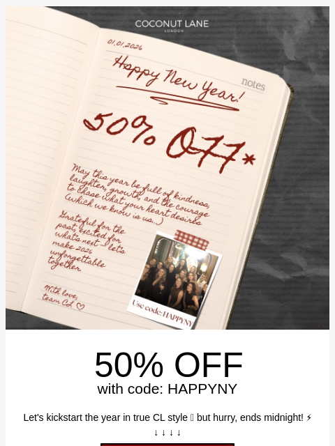 coconut-lane newsletter: ✨ HAPPY NY: 50% OFF ✨