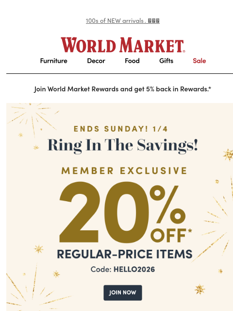 emailworldmarket newsletter: 🎉 20% off to start your New Year!