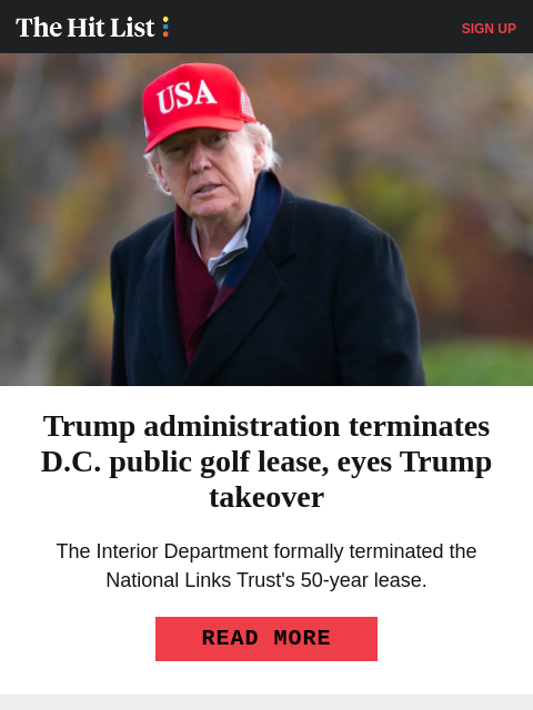 golfdigest newsletter: Trump administration ends D.C. public golf lease