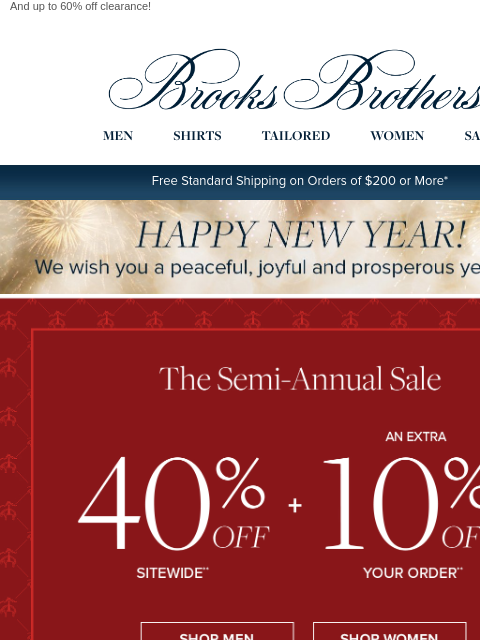 brooksbrothers newsletter: Happy New Year! Enjoy 40% off sitewide + an extra ...