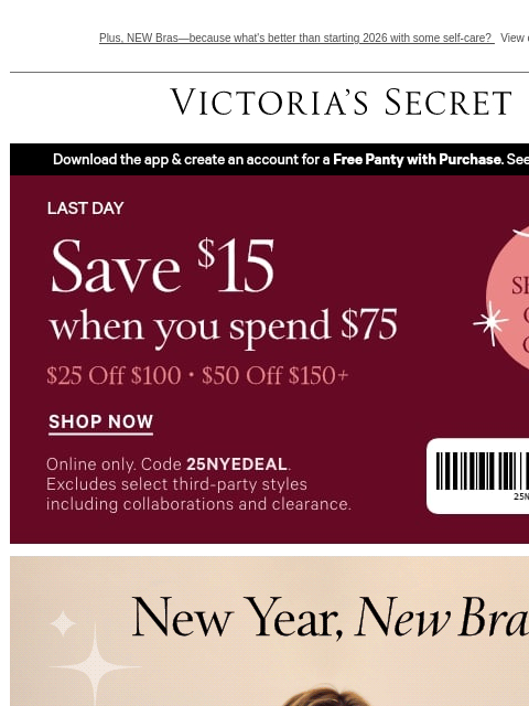 victoriassecret newsletter: Last Day: Shop & Save Up to $50