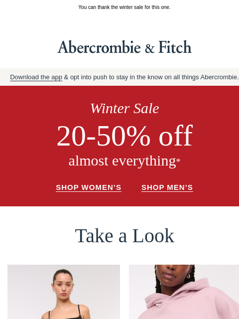abercrombie newsletter: 20-50% OFF | Time for a closet update.