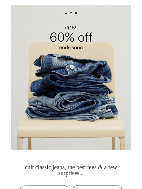 ayr newsletter: ARCHIVE SALE | 60% off