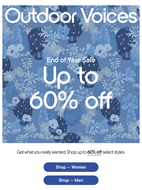 outdoorvoices newsletter: UP TO 60% OFF IS WAITING FOR YOU