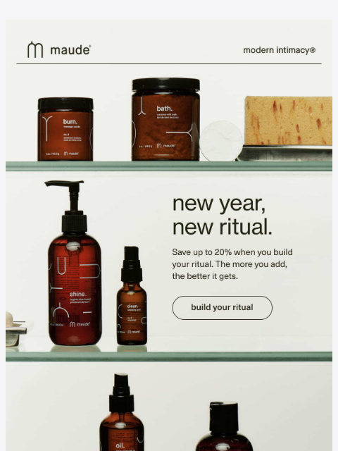 getmaude newsletter: save up to 20% when you build your ritual.