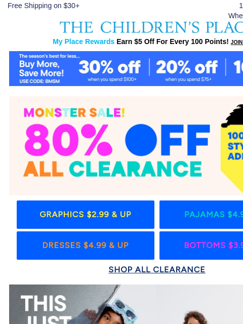 childrensplace newsletter: 80% Off Clearance Lasts Only a Few More Hours ⌛