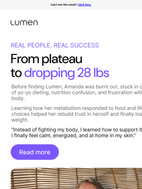 lumen newsletter: Amanda’s journey of losing 28 lbs