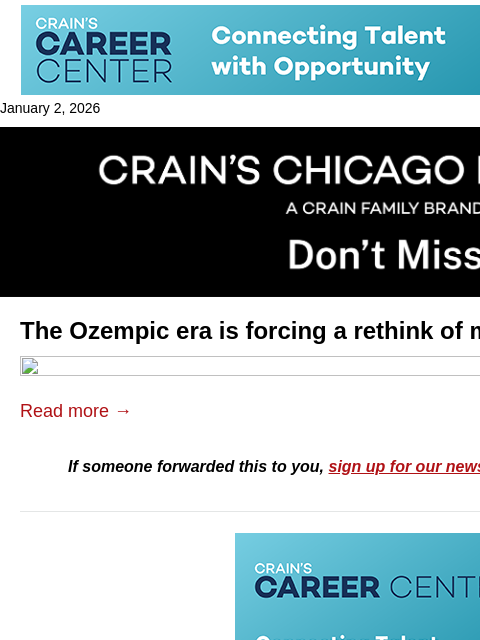 crainalerts newsletter: How the Ozempic era is reshaping restaurants
