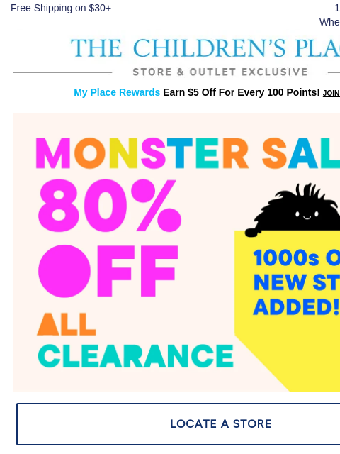 childrensplace newsletter: 80% Off Clearance 👏In Store👏Only👏