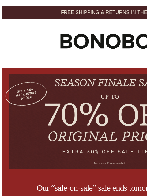 bonobos newsletter: “Best-of-Sale” Sale Ends Soon