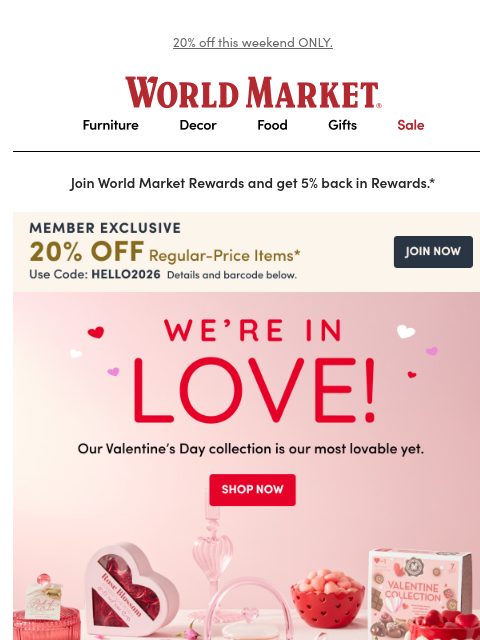emailworldmarket newsletter: ❤️🥰❤️ Hey, Cupid! Our Valentine’s Shop is OPEN!
