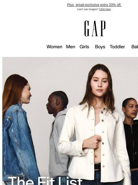 gap newsletter: THE BIG FOUR + up to 75% off markdowns