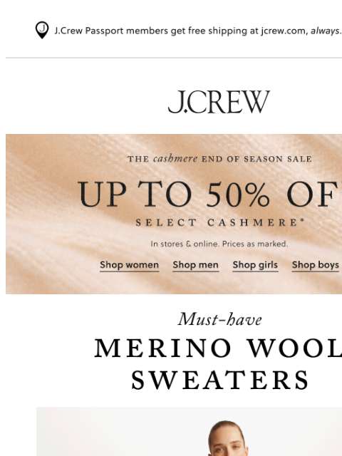jcrew newsletter: Lightweight, yet surprisingly warm…