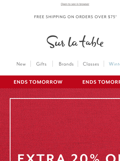 surlatable newsletter: Last Chance! Extra 20% off Ends Soon