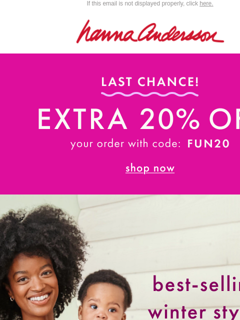 hannaandersson newsletter: Best-Sellers From $19 + EXTRA 20% OFF