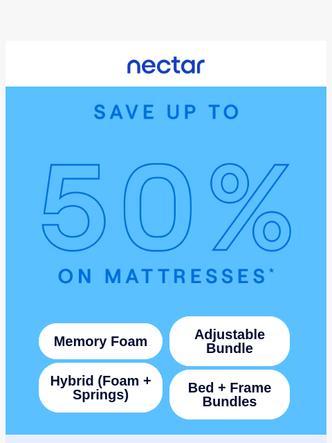 nectarsleep newsletter: 🎉 New year, new mattress energy: Save up to 50%