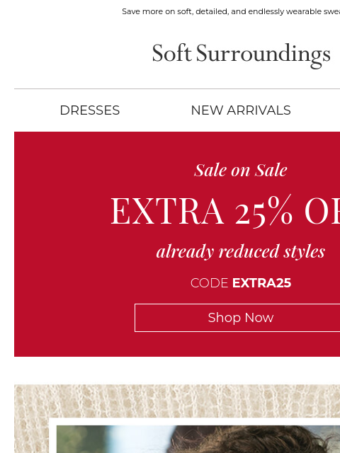 softsurroundings newsletter: Extra 25% Off Sweaters Designed for Now