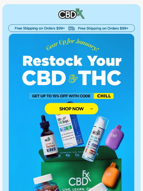 cbdfx newsletter: Restock your CBD & THC for January!