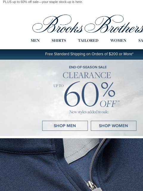 brooksbrothers newsletter: Enjoy $59 Performance quarter-zips, jeans & long-s...