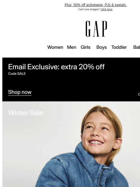 gap newsletter: Up to 75% off = biggest markdowns of the season