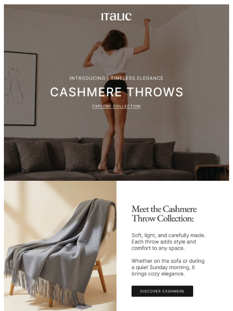 italic newsletter: Introducing: The Cashmere Throw Collection
