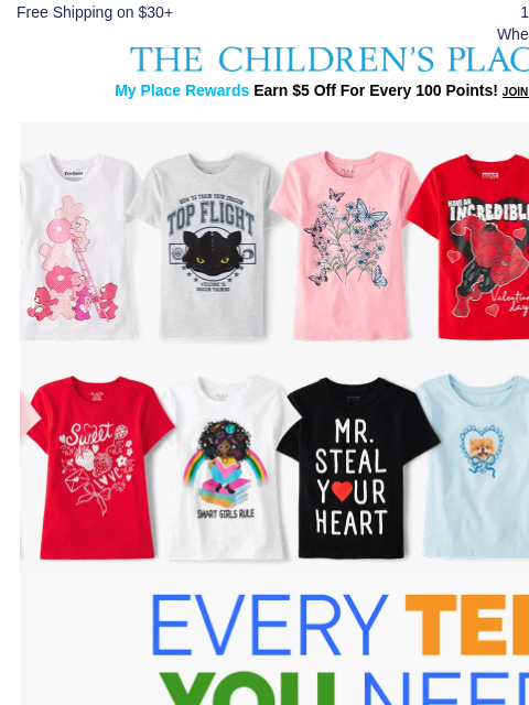childrensplace newsletter: *SO* Many New Tees to Love! $3.99+ 😍