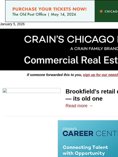 crainalerts newsletter: Brookfield retail division's new name