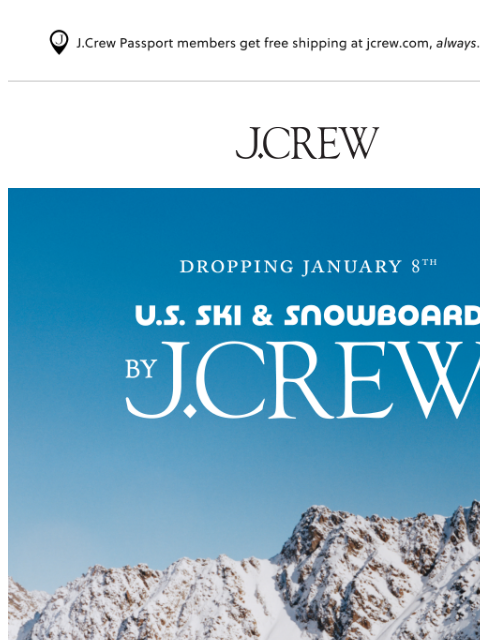 jcrew newsletter: Dropping 1/8: U.S. Ski & Snowboard by J.Crew