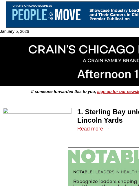 crainalerts newsletter: Sterling Bay unloads more property
