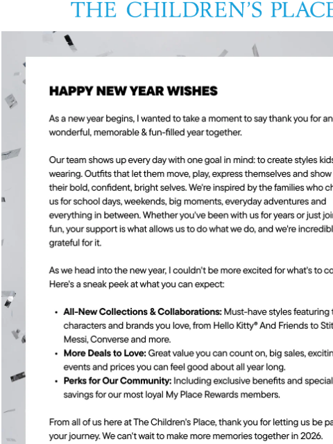 childrensplace newsletter: A Note of Thanks, from Our Family to Yours 💙