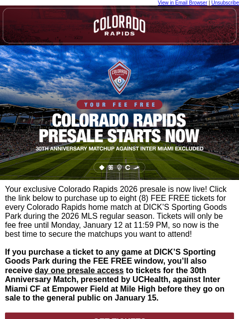 thecoloradorapids newsletter: Your Colorado Rapids Presale IS LIVE!