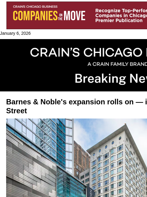 crainalerts newsletter: Barnes & Noble's local expansion rolls on -- inclu...