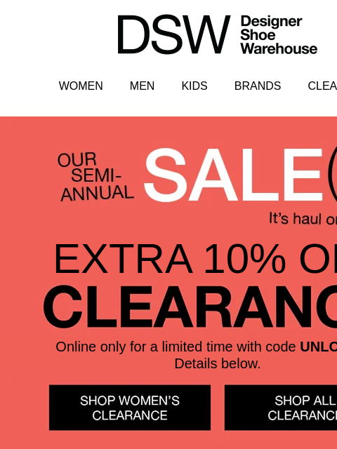 dsw newsletter: Our Semi-Annual sale ends tonight 😮