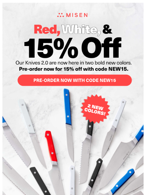 misen newsletter: Our Sharpest Knives, in 2 New Colors