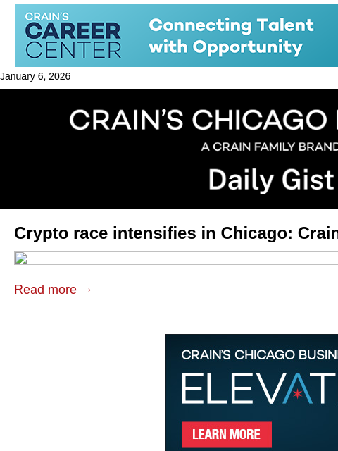 crainalerts newsletter: Crypto race intensifies in Chicago: Crain's Daily ...
