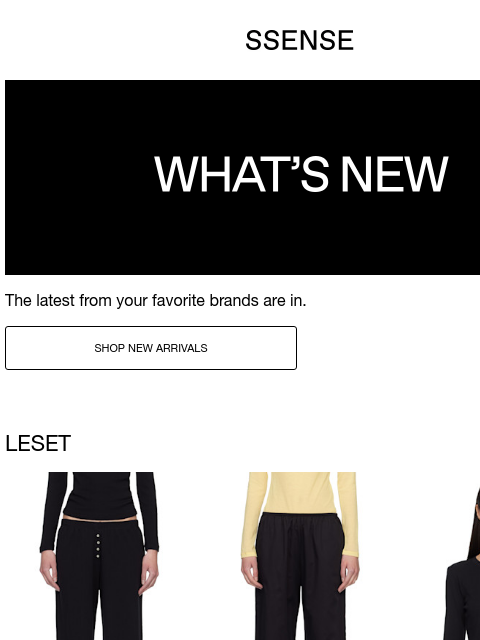ssense newsletter: New Arrivals from LESET, FLORE FLORE, and Vivienne...