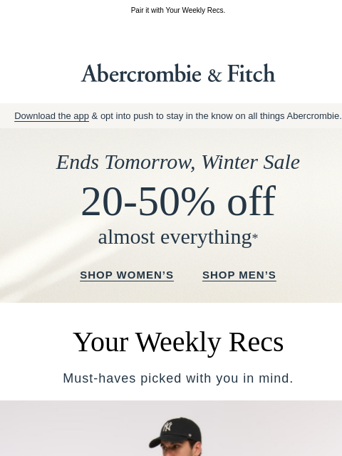 abercrombie newsletter: 20-50% OFF won't last long.