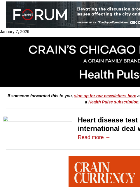 crainalerts newsletter: First overseas expansion for Chicago startup