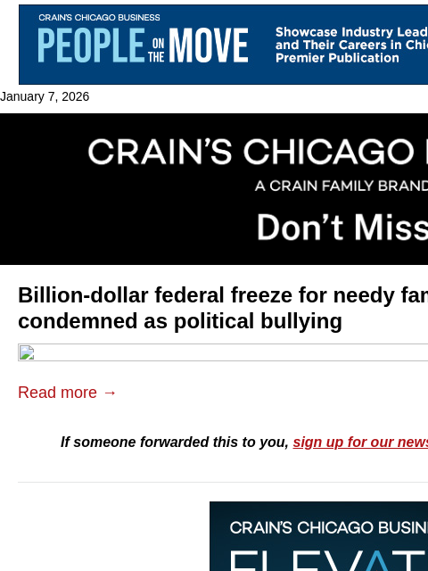 crainalerts newsletter: Illinois Dems denounce HHS funding freeze
