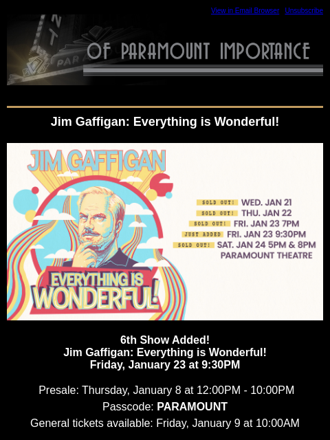 kroenkeentertainment newsletter: Just Added: Nikki Glaser & Jim Gaffigan 🎤