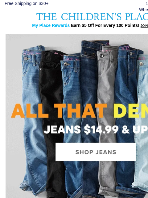 childrensplace newsletter: #Trending Jeans You Can't Miss: $14.99+ 👖🤩