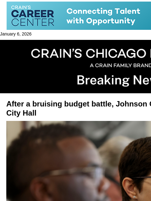 crainalerts newsletter: Chicago CFO Jaworski exits City Hall after bruisin...