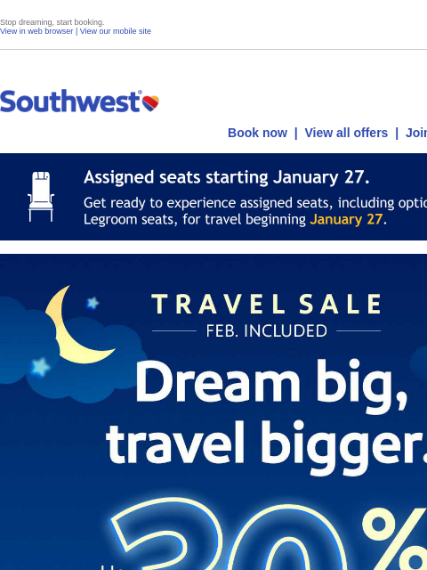 southwest newsletter: Up to 30% off that dream trip.