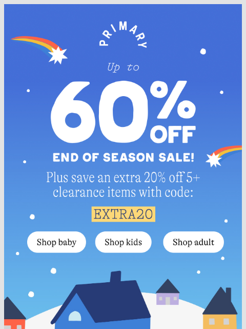 primary newsletter: FYI: Tons of stuff is up to 60% off right now!