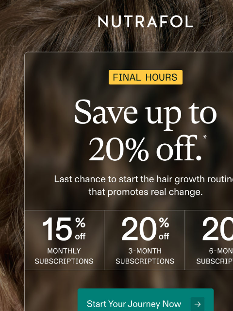 nutrafol newsletter: Final hours: Up to 20% off.