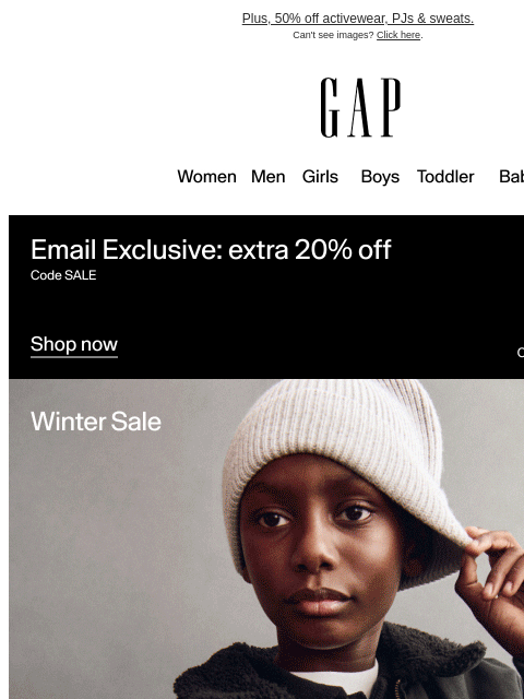 gap newsletter: Final day of our Winter Sale: up to 75% off markdo...