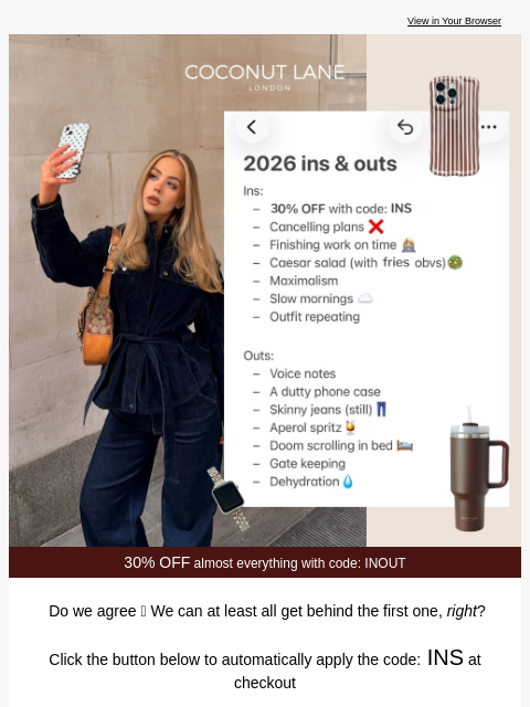 coconut-lane newsletter: CL's 2026 ins and outs ✨❌