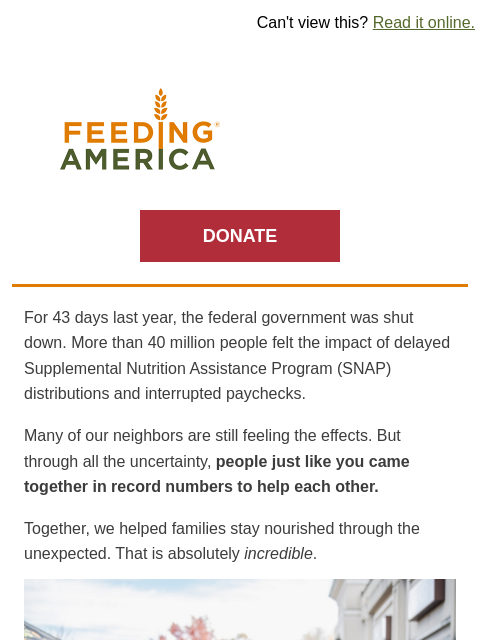 feedingamerica newsletter: Millions of meals