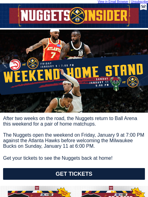 thedenvernuggets newsletter: Nuggets Return Home This Weekend